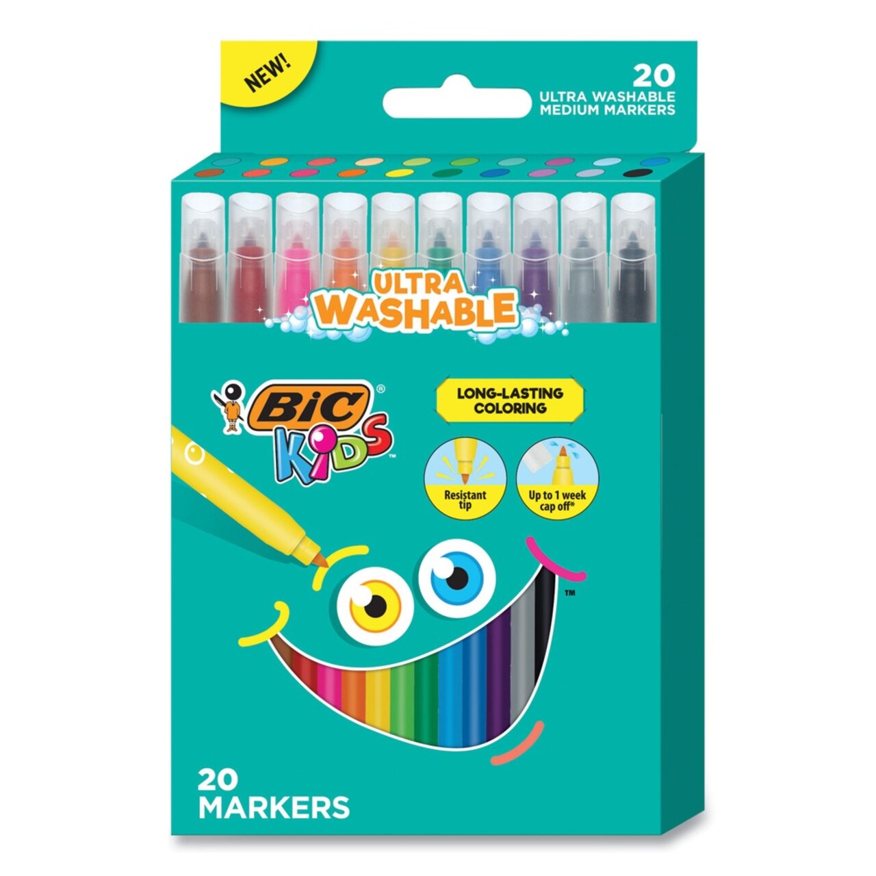 BIC Kids Medium Bullet Tip Ultra Washable Markers - Assorted Colors (20/Pack)
